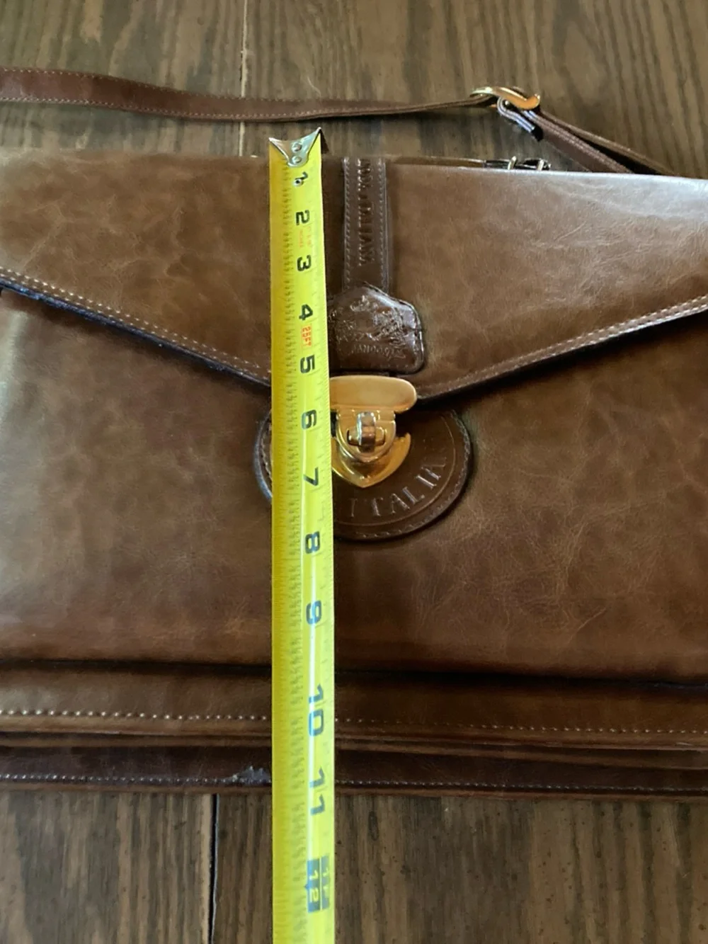 Vtg 90s Italian Brown Leather messenger Briefcase Shoulder Bag